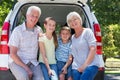 Grandparents going on road trip with grandchildren Royalty Free Stock Photo