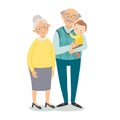 Grandparents with grandchild. Grandmother, grandfather and baby grandchild. Grandparents day greeting card concept