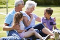 Grandparents And Grandchildren Playing Football In Garden Royalty Free Stock Photo