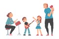 Grandparents and Grandchildren Playing Musical Instruments and Singing, Grandparents Spending Good Time with