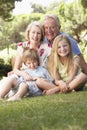 Grandparents And Grandchildren Sitting In Park Together Royalty Free Stock Photo