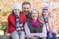 Grandparents and grandchildren on walk