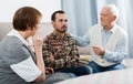 Grandparents and grandson serious talk Royalty Free Stock Photo