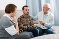 Grandparents and grandson serious talk Royalty Free Stock Photo