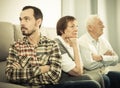 Grandparents and grandson serious talk Royalty Free Stock Photo