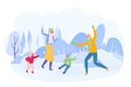 Grandparents Having Snowball Fight with Children. Royalty Free Stock Photo