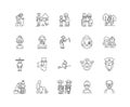 Grandparents line icons, signs, vector set, outline illustration concept