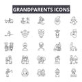 Grandparents line icons for web and mobile design. Editable stroke signs. Grandparents outline concept illustrations