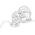 Grandparents one line art vector illustration. Minimalist continuous lines for grandparent`s day.