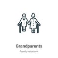 Grandparents outline vector icon. Thin line black grandparents icon, flat vector simple element illustration from editable family