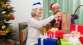 Grandparents packed gifts Royalty Free Stock Photo