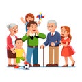 Grandparents, parents, children standing together Royalty Free Stock Photo