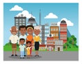 Grandparents, parents and kids icon. Family design. City Landsca Royalty Free Stock Photo