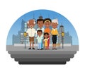 Grandparents, parents and kids icon. Family design. City Landsca Royalty Free Stock Photo