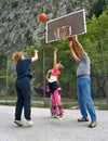 Grandparents play basketball