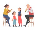 Grandparents Playing Musical Instruments to their Grandchildren and Singing, Grandpa and Grandma Spending Good Time with Royalty Free Stock Photo