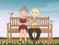 Grandparents sitting on the bench