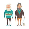 Grandparents Walking Set, Vector Illustration