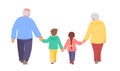 Grandparents are walking together with grandchildren Royalty Free Stock Photo