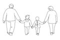 Grandparents are walking together with grandchildren Royalty Free Stock Photo