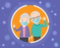 Grandparents wearing a surgical mask