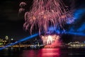 Quebec city Fireworks Saint Lawrence seaway Royalty Free Stock Photo