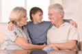 Grandson with his grandparents Royalty Free Stock Photo