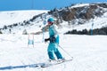 People skiing on the slopes of the Grandvalira Ski Resort in Andorra in 2022 Royalty Free Stock Photo