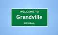 Grandville, Michigan city limit sign. Town sign from the USA.