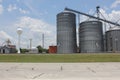 Granger, TX - June 7, 2023: Large Grain Silos Located in Downtown Granger Texas near Railroad Tracks Royalty Free Stock Photo