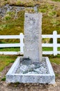 Sir Ernest Shakleton, grave and headstone on cemetery of Grytviken, South Georgia Royalty Free Stock Photo