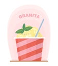 Granita illustration. Fresh fruit granita, italian frozen dessert made