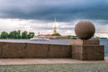 Granite ball on the embankment