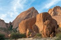 Granite boulders with the greater Spitzkop in the back Royalty Free Stock Photo