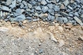 Granite chippings layer texture for road asphalting preparation, close up Royalty Free Stock Photo