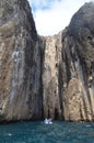 Granite cliffs of Witch Hill on Isla San Cristobal, Galapagos Islands Royalty Free Stock Photo