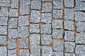 Granite Cobblestone Pavement Texture Background, Large Detailed Horizontal Stone Block Paving, Rough Cut Textured Grey Pattern Royalty Free Stock Photo