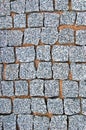 Granite Cobblestone Pavement Texture Background Large Detailed Vertical Stone Block Paving Rough Cut Textured Grey Pattern Closeup Royalty Free Stock Photo