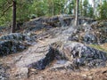 Granite ledges of the Baltic shield. granite outcrops