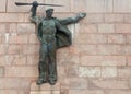 Granite monument for russian glory as a memory of soldier`s hero