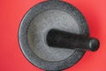 Granite mortar with pestle Royalty Free Stock Photo