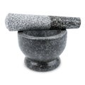 The Granite Mortar and Pestle Isolated on White Background background, Saved clipping path Royalty Free Stock Photo