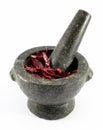 Granite Mortar and Pestle isolated on white background Royalty Free Stock Photo