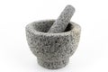 Granite mortar and pestle isolated on white Royalty Free Stock Photo