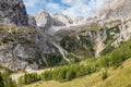 Granite peaks above Val Ombretta in Dolomites Royalty Free Stock Photo