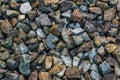 Granite pebble stones ground garden decoration in many different colors and shapes macro closeup background