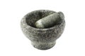 Granite pestle and mortar isolated on a white background Royalty Free Stock Photo