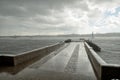 Granite pier on the river Royalty Free Stock Photo