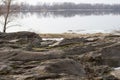 Granite rock on the banks of Kremenchuk reservoir