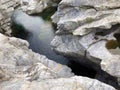 Granite rock formations in the Maggia river in the Maggia Valley or Valle Maggia, Tegna